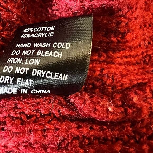 Pol Sweater Pullover Embroidered Gold Hearts Red Size S - Picture 4 of 4